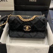Knockoff Chanel 19 Quilted Velvet Small Flap Bag AS1160 Black 2019 Collection CE03275