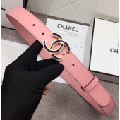 Knockoff Chanel Calf Leather Belt with Blue Buckle 30mm Width Pink 2018 CE00532