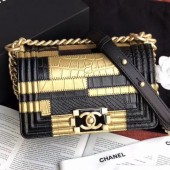 Knockoff Chanel Calfskin Small Boy Flap Bag A67085 Gold/Black 2019 Collection CE01157