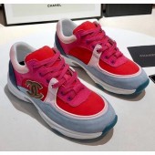 Knockoff Chanel Calfskin Suede & Fabric Classic Sneaker Red/Hot Pink 2020(For Women and Men) Collection CE04229