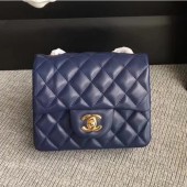 Knockoff Chanel Classic Flap Mini Bag A1115 in Lambskin Leather Sapphire with Golden Hardware CE03522