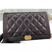 Knockoff Chanel Lambskin Boy Wallet On Chain WOC Bag A80387 Black/Gold CE01704