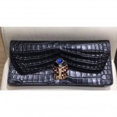 Knockoff Chanel Metallic Crocodile Embossed Clutch Bag AS0857 Black 2019 CE01854