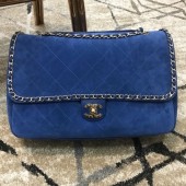 Knockoff Chanel x Pharrell Oversize Suede Flap Bag Blue 2019 Collection CE01929