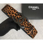 Knockoff Luxury Chanel Width 5.3cm Leather Belt Leopard with Black CC Logo Belt CE00866