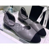 New Chanel Mary Janes G36048 Lambskin Gray 2020 CE01422