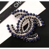 Replica 1:1 Chanel Beads CC Brooch A58082 Silver/Blue/Black 2018 CE03881
