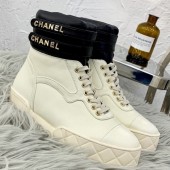 Replica 1:1 Chanel Lambskin High-Top Sneakers G34967 White 2019 Collection CE01975