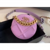 Replica Chanel 19 Jersey Round Clutch with Chain Bag Mauve 2020 CE02320