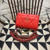 Replica Chanel 19 Quilted Goatskin Wallet on Chain WOC AP0957 Bright Red 2019 Collection CE02535