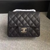 Replica Chanel Classic Flap Mini Bag A1115 in Caviar Leather Black with Silver Hardware CE04069