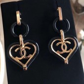 Replica Chanel Heart Clip-on Earrings AB1305 Black 2019 Collection CE04095