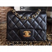 Replica Chanel Lambskin Mini Classic Flap Bag A1115 Black CE03109