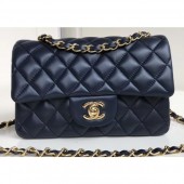 Replica Chanel Lambskin Small Classic Flap Bag A1116 Navy Blue CE03814