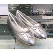 Replica Chanel Metallic Leather Ballerinas G02819 Silver 2019 CE01369