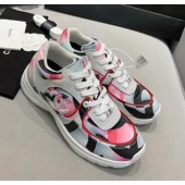 Replica Chanel Multicolor Print Fabric & Calfskin Sneaker Pink 2020 Collection CE02826