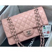 Replica Chanel Original Quality Medium Classic Flap Bag 1112 in Sheepskin Nude Pink with Silver Hardware CE02261