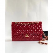 Replica Chanel Patent Calfskin Medium Classic Flap Bag A1112 Red（Gold Hardware） Collection CE03909