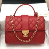 Replica Chanel Quilted and Chevron Calfskin Flap Bag with Top Handle AS0804 Red 2019 Collection CE03779