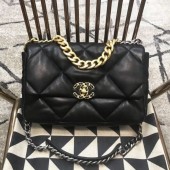 Replica Chanel Quilted Goatskin 19 Large Flap Bag AS1161 Black 2019 Collection CE03057