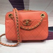 Replica Chanel Quilted Lambskin Chain CC Camera Case AS0971 Orange 2019 Collection CE02168