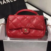 Replica Chanel Quilted Lambskin Classic Medium Flap Bag with Top Handle AS1115 Red 2019 Collection CE03803