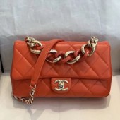 Replica Chanel Quilted Lambskin Medium Flap Bag with Resin Chain AS1353 Orange 2019 Collection CE01207