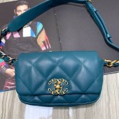 Replica Chanel Quilted Leather 19 Belt Bag/Waist Bag Turquoise 2019 Collection CE00768