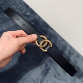 Replica Chanel Reversible Calfskin Belt 30mm with CC Buckle Black/Gold Collection CE02233