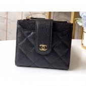 Replica Chanel Small Wallet with Card Holder A31567 Grained Calfskin Black CE00952