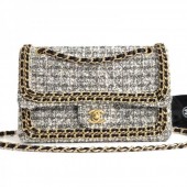 Replica Chanel Tweed Chain Trim Medium Flap Bag Grey 2019 Collection CE02073