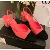 Replica Chanel Tweed Slingbacks G31318 Peach/Black 2020 Collection CE03252