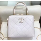 Replica Cheap Chanel Quilting Calfskin Mini Bowling Bag AS0351 White 2019 CE03184