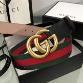 Replica Gucci Web Fabric Belt 38mm with GG Buckle Red/Green/Gold 2019 Collection CE01217