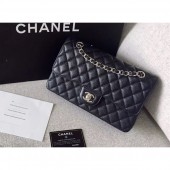 Replica High Quality Chanel original quality Medium Classic Flap Bag 1112 black in caviar Leather with silver Hardware CE00906